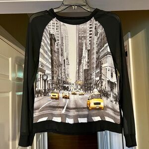 Elie Tahari Design Nation NY 5th Ave Street Taxi Cab Scene Top Shirt Blouse XS